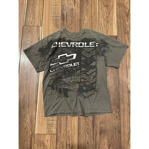 AOP Chevrolet Men's T-Shirt Size L/XL, Gray, Short Sleeve, Emo Y2K Grunge Cyber